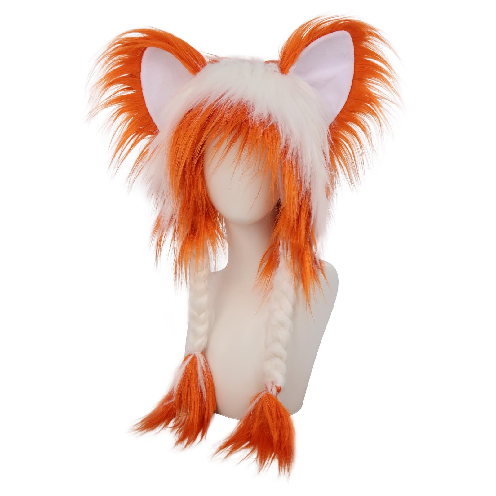 Gorro de peluche con orejas de gato, gorro cálido de invierno, disfraz de fiesta de Halloween, accesorios de cosplay