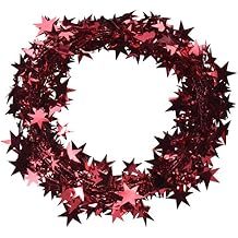 PARTY DECO Foil Star Garland, 25, Red