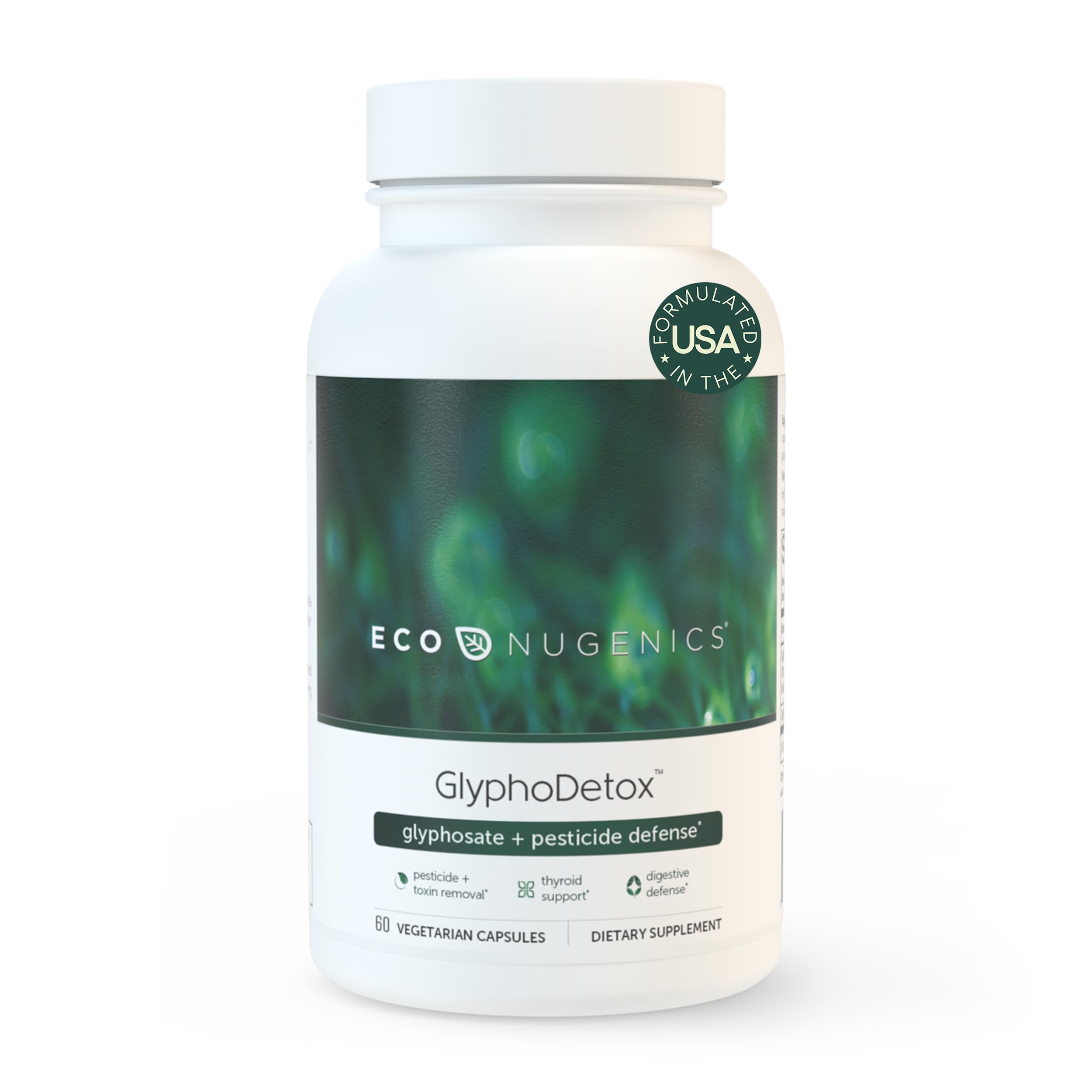 GlyphoDetox Supplement – Safely Remove Glyphosate Pesticides and Agricultural Toxins – Detox Formula w/Kelp, Citrus Pectin, Algimate, Glycine – for Men & Women – 60 Capsules