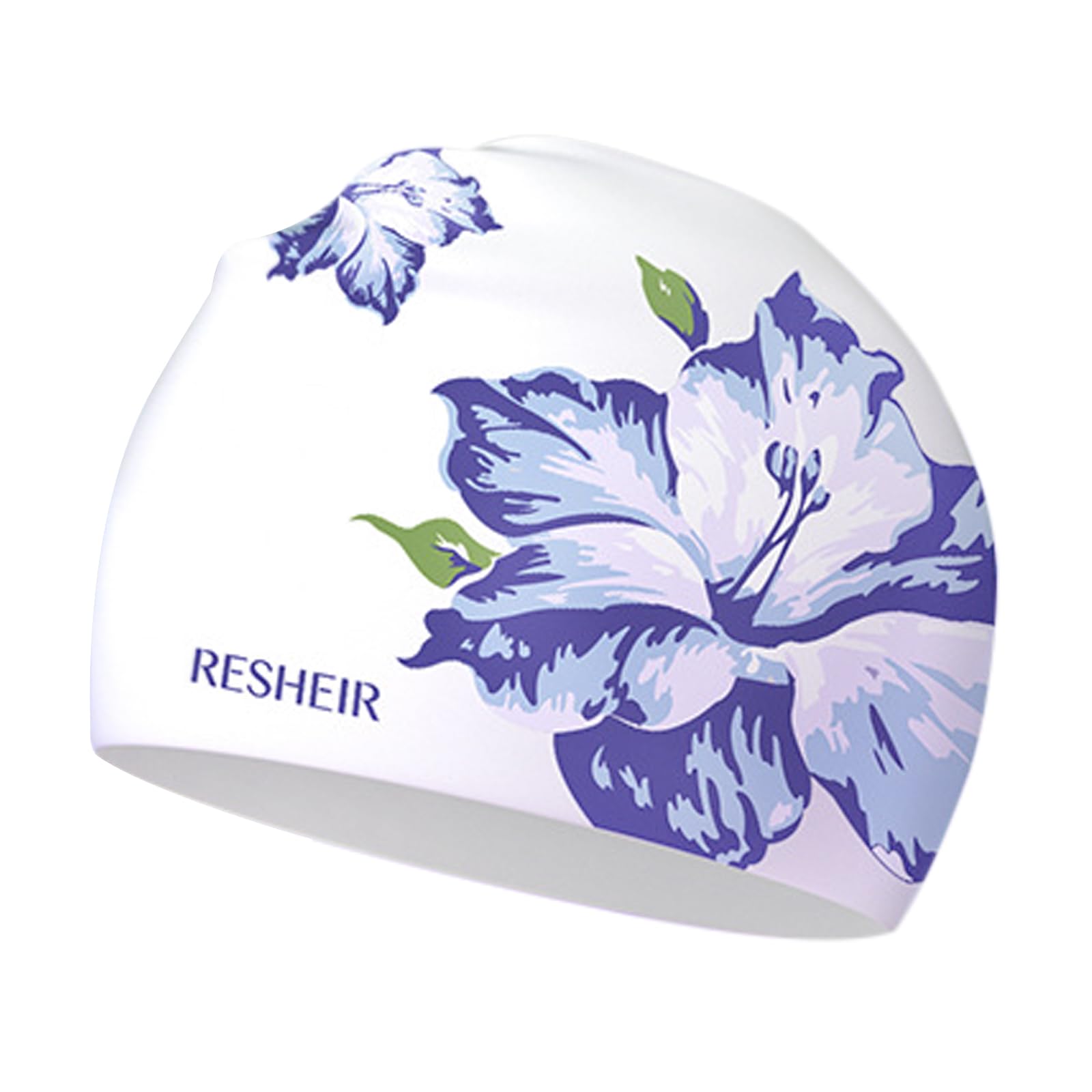 Women Girls Swimming Cap Waterproof Anti-Slip Silicone Swim Cap for Women Adult Flower Printed Beach Cap High Elastic Long Hair Swim Cap