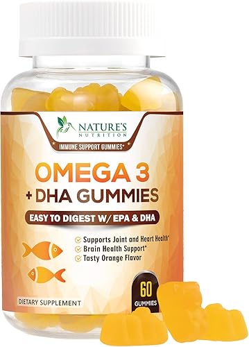 Gomitas de aceite de pescado Omega 3, suplemento de gomitas Omega 3 saludables para el corazón con alta absorción DHA y EPA, apoyo extra fuerte para