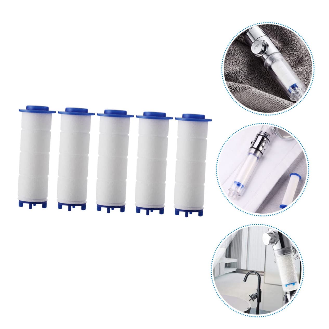 Paquete de 5 filtros de agua para cabezal de ducha, purifica el agua, elimina las impurezas, mejora la claridad, compatible con cabezales de ducha estándar para una experiencia de baño más saludable y