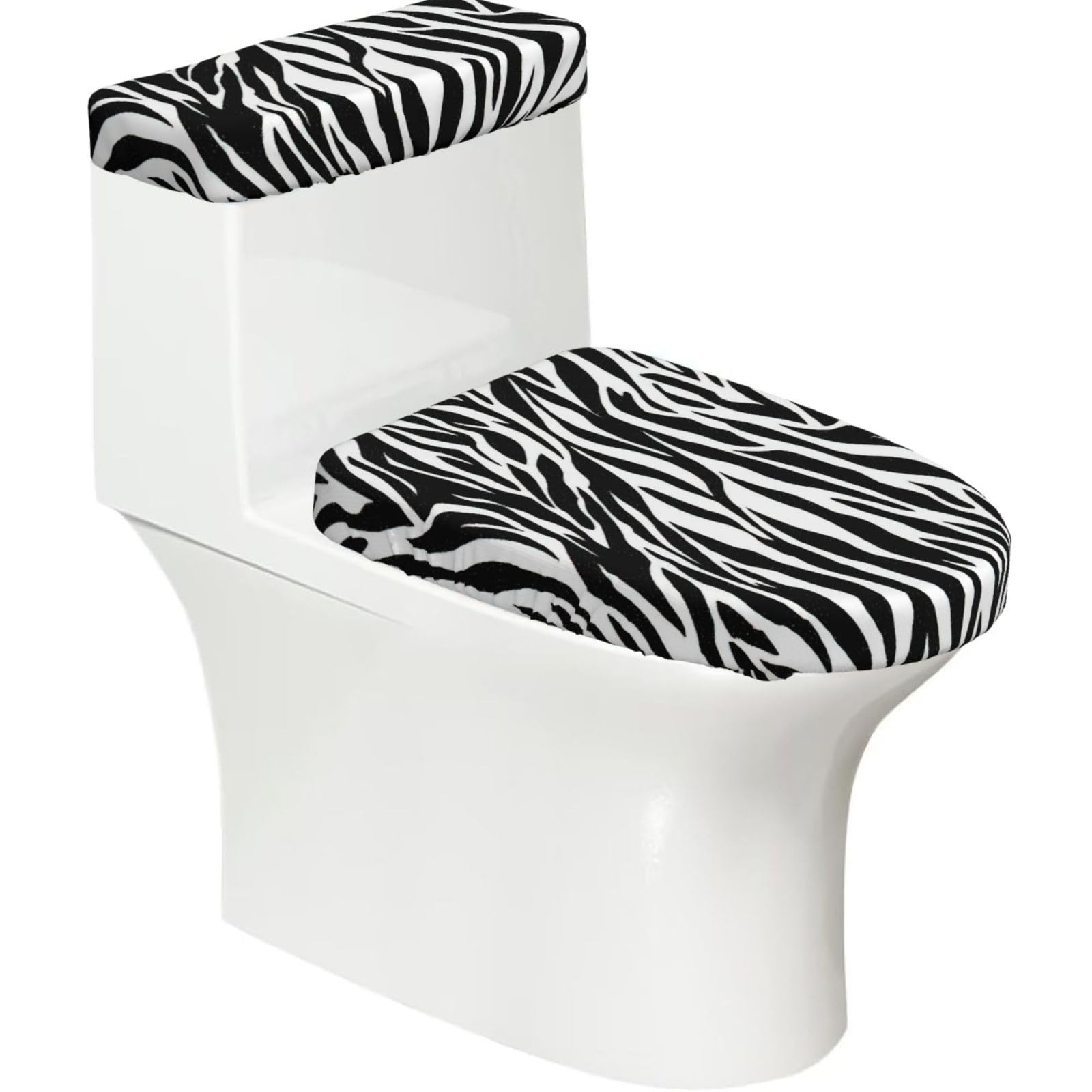 Zebra Print Print Bathroom Decor Toilet Lid Cover And Tank Covers, Restroom Accessories Fits Most Round