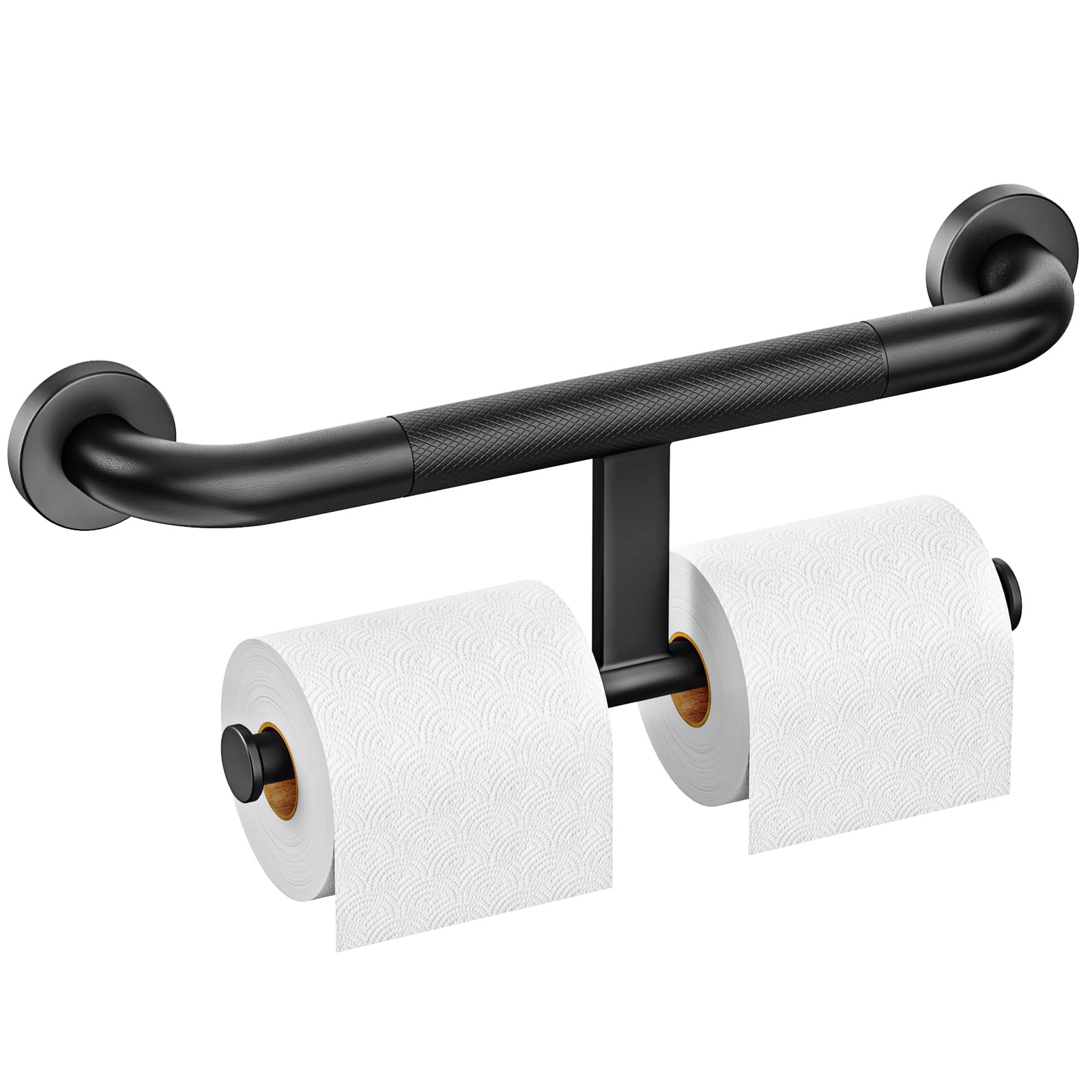 FANHAO Duschgriff und Toilettenpapierhalter für Zwei Rollen, 2-in-1-Sicherheits-Haltegriff, wandmontierter Badezimmer-Haltegriff aus Edelstahl für Senioren und Menschen mit Behinderung, 45.5cm