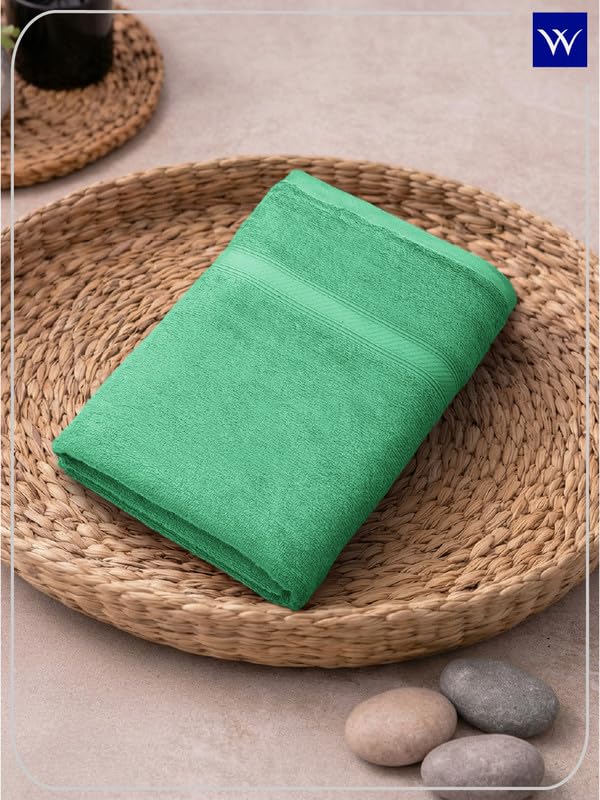 Image of Welspun Alpha 100% Cotton 420 GSM Dobby Weave Solid Premium Large Bath Towel | Super Absorbent, Quick Dry & Ultra Soft - 84 x 180 Cm - Aqua Green
