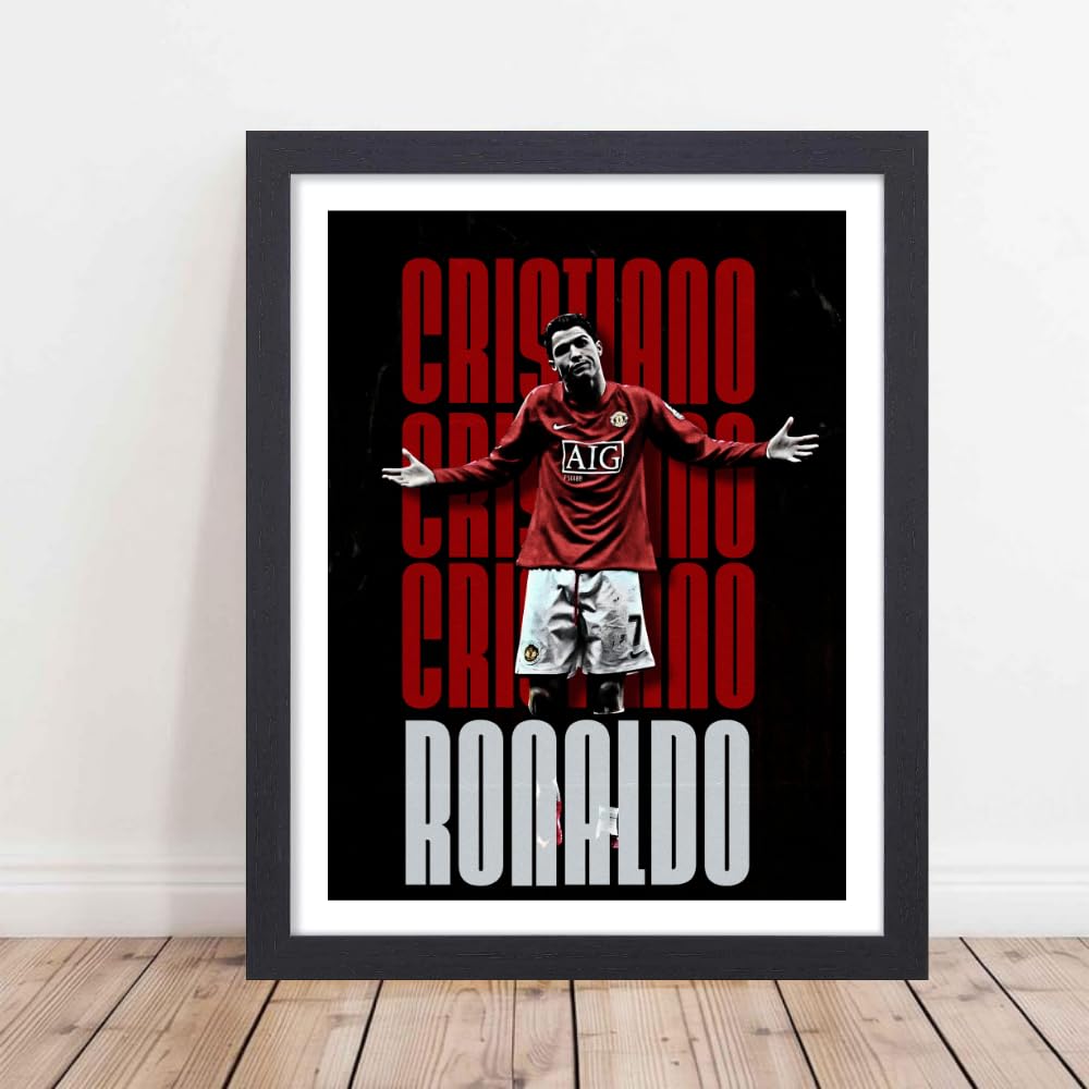 Good Hope Footballer Ronaldo Poster Frame 10x13 Inch, Football Player Framed Posters, Players Motivational Poster Soccer Real Madrid Man utd juventus kids Bedroom living room Home Office gifts for Men wall decoration Photo Frames 3