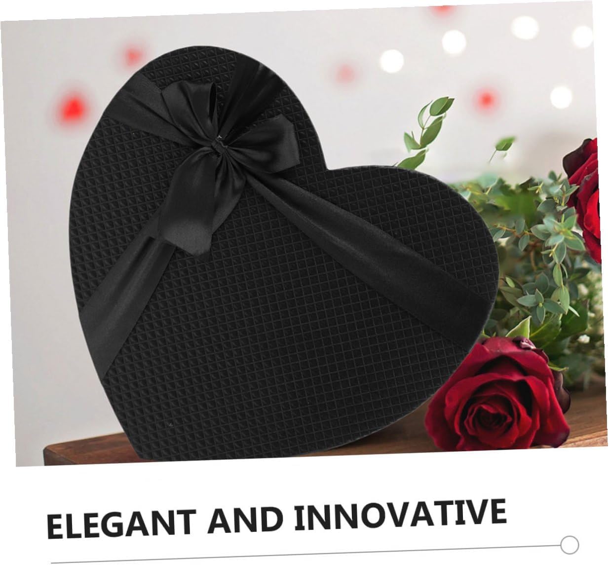 MAGICLULU Heart-shaped Black Packaging Boxes with Lids 2pcs Large Valentine’s Day Decorative Boxes for Chocolates Flowers Strawberry Arrangements
