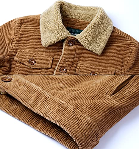 Men's Corduroy Jacket Winter Sherpa Fleece Trucker Jacket Fur Collar Warm Cowboy Coat4