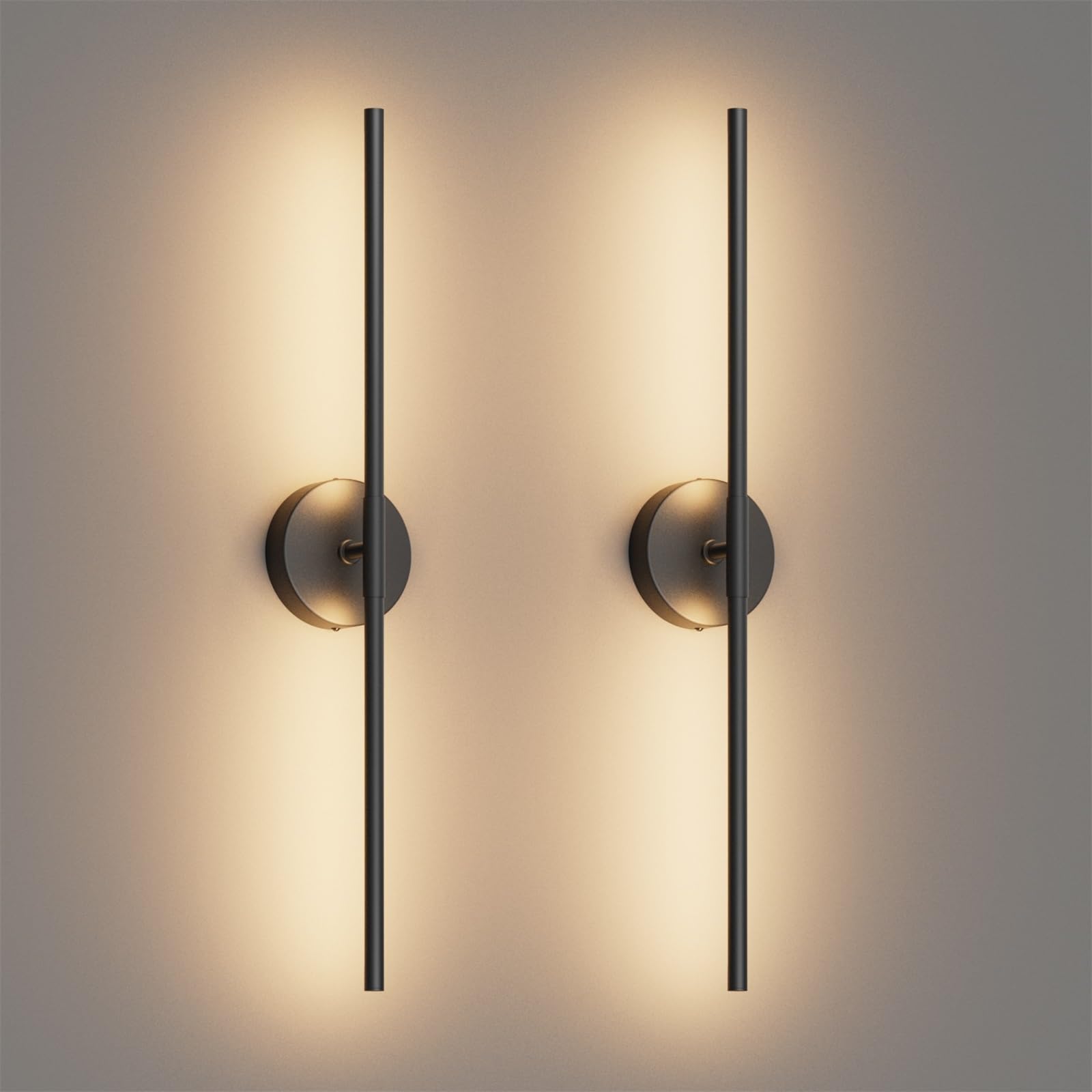 28In Black Wall Sconce Set of Two Hardwired 3000K LED Modern Wall Light Fixture 360° Rotatable for Living Room Hallway Bedroom(2 Pack)