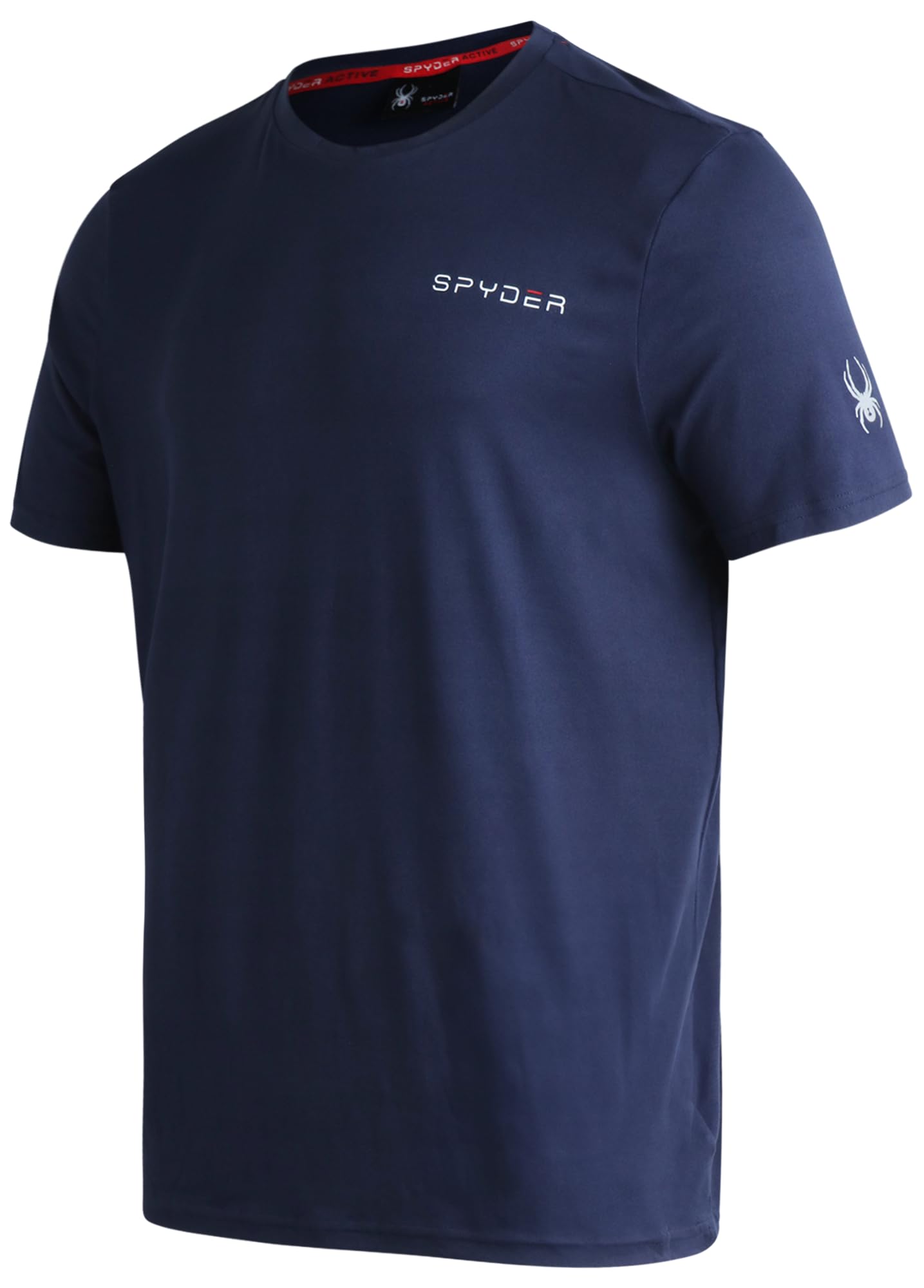 SpyderMen's Active Shirt - Fitted Short Sleeve Crewneck Performance Training Shirt - Dry Fit Workout Shirt for Men (S-XL)