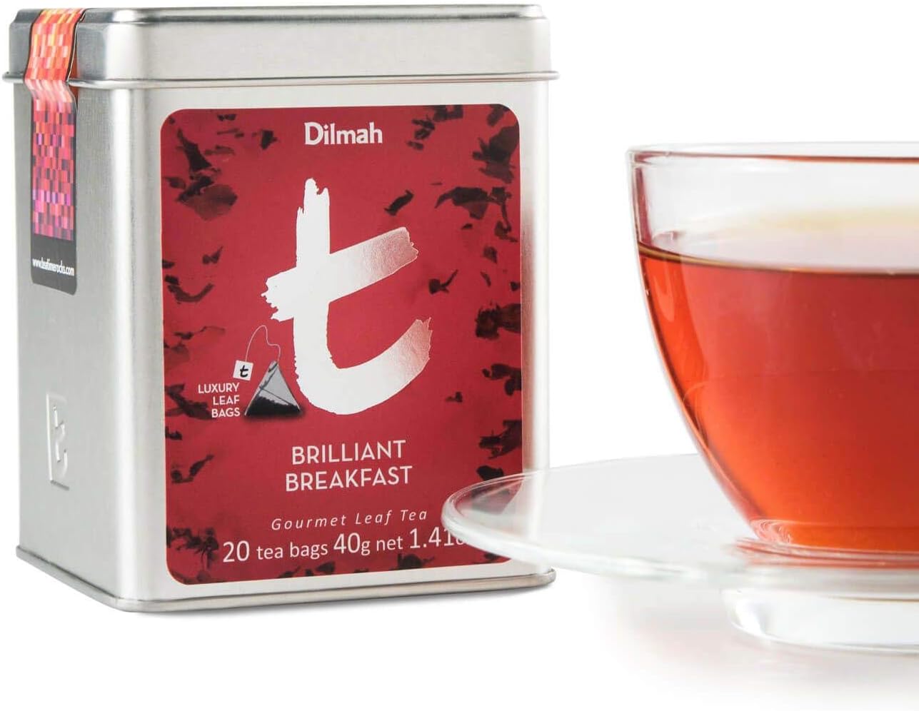 Dilmah T-Series Brilliant Breakfast 20 Luxury Leaf Tea Bags – 40g | Premium Ceylon Black Tea, Broken Orange Pekoe (BOP), Full-Bodied, Bold & Brisk Morning Tea