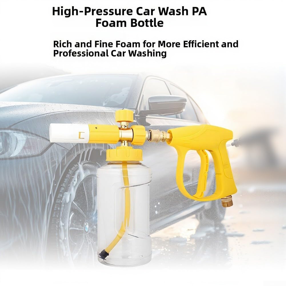 Mousse pour nettoyeur haute pression, distributeur de savon à connexion rapide de 6,35 mm, bouteille pistolet à mousse réglable pour nettoyage de voiture, cuivre