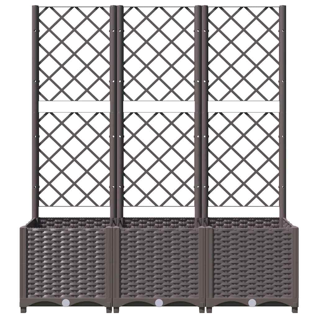 Refined Garten-Pflanzgefäß mit Spalier Braun 120 x 40 x 136 cm PP Blumenkübel Pflanzkasten Blumentopf Blumenkasten Rankhilfe Spalier Gartenspalier
