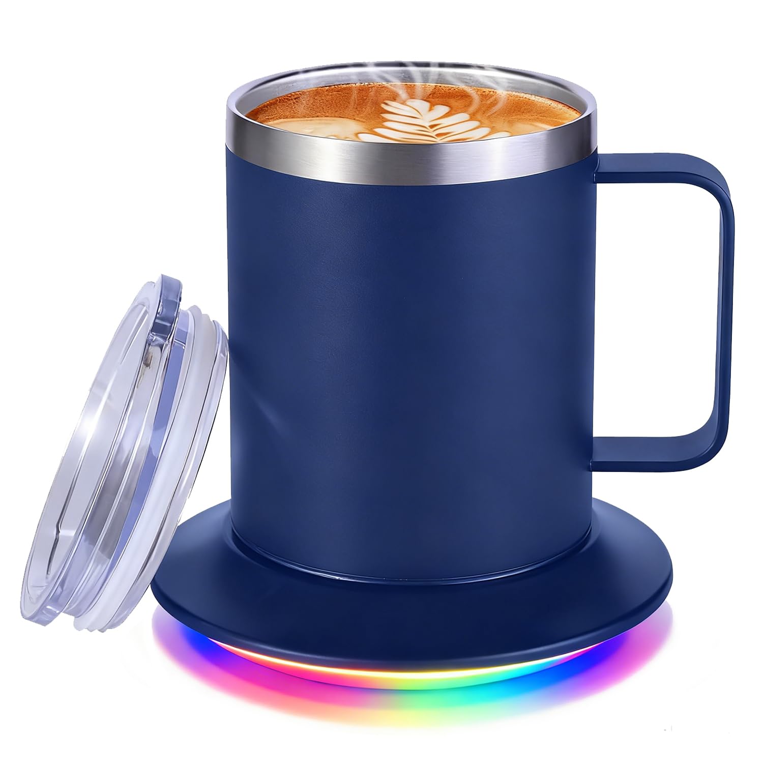 Heated Coffee Mug Warmer Set, 10H Auto Shut Off, 12oz USB Smart Electric Heated Mug for Office Home, for Friend Bithday Christmas (Blue)