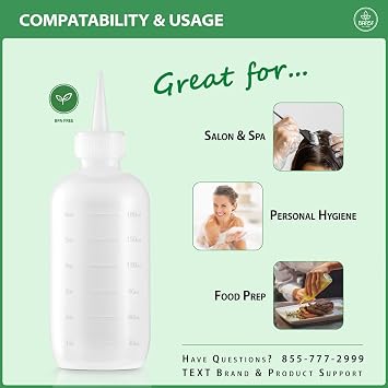 Bar5F 6-Ounce Applicator Bottles for Hair Color, Squeeze Bottle with Measuring Scale, Scalp Oil Perm Treatment, Translucent (Pack of 2)