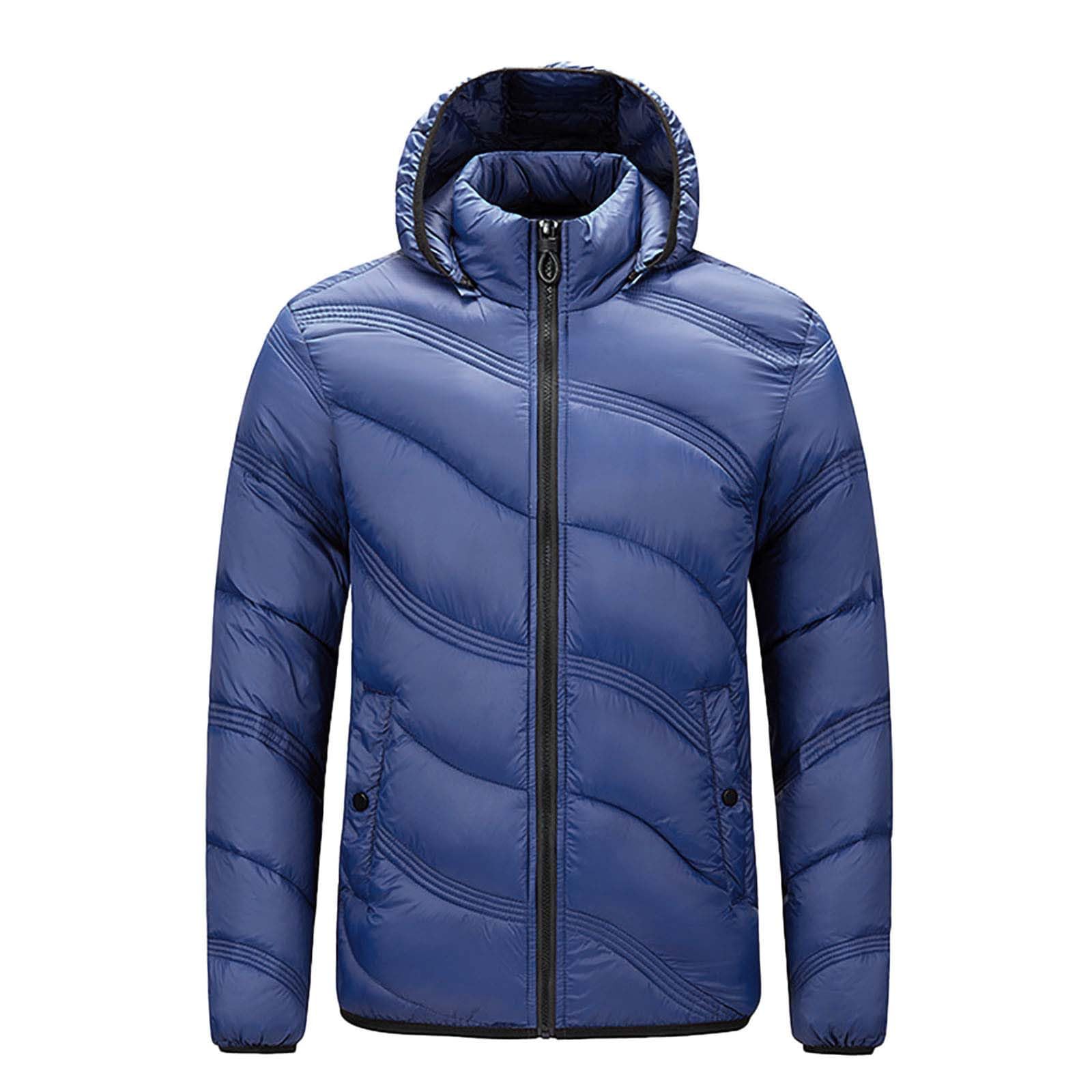 Mens Coats Winter Windproof Long Sleeve Hooded Jackets Casual Zip Up Down Quilted Hoodie 2025 Winter Warm Outwear