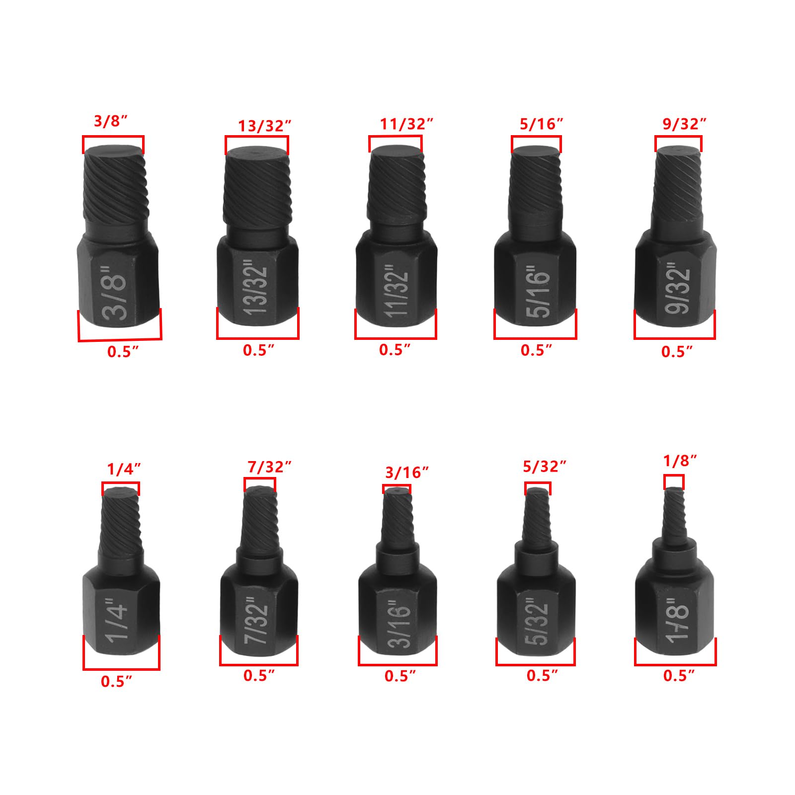 Be In Your Mind 20pcs Screw Extractor Set Alloy Steel Multi-Spline Stripped for Removing Screw with Stripped Head(Black) - Image 4