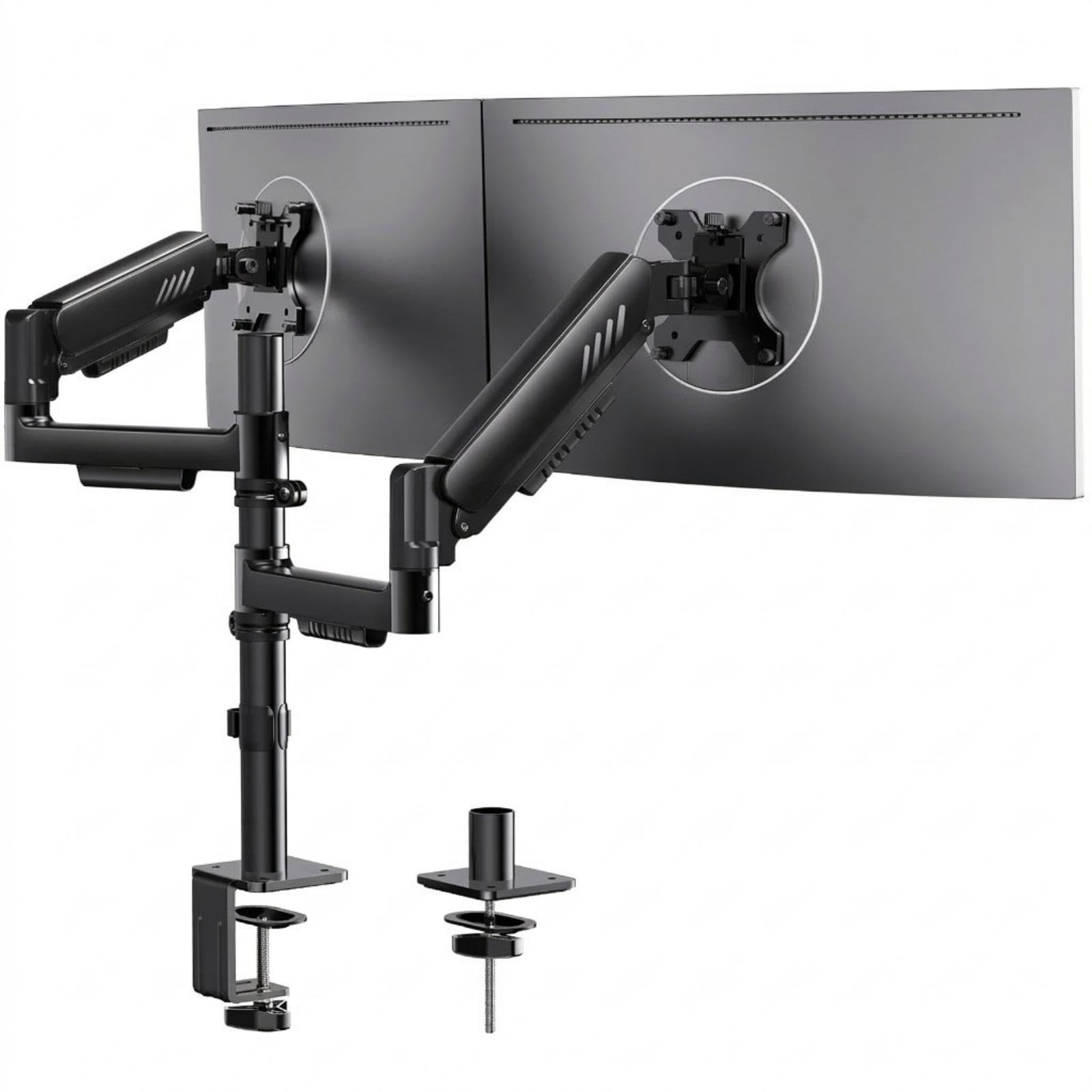 ErGear vertikale Monitor Halterung 2 Monitore, gestapelte Dual Monitor Arm, 13″-32″ Bildschirm 9kg, erhöht Stabilität mit integriert C-Klemme, verbessert Kabelmanagement, VESA 75x75/100x100mm, schwarz