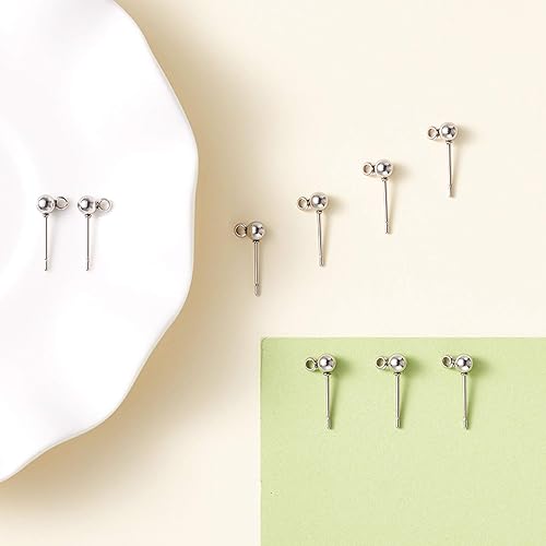 Miniatura 9 de Craftdady 40 aretes redondos de acero inoxidable de 0.669 x 0.354 in con lazo de 0.039 in para hacer joyas de aretes