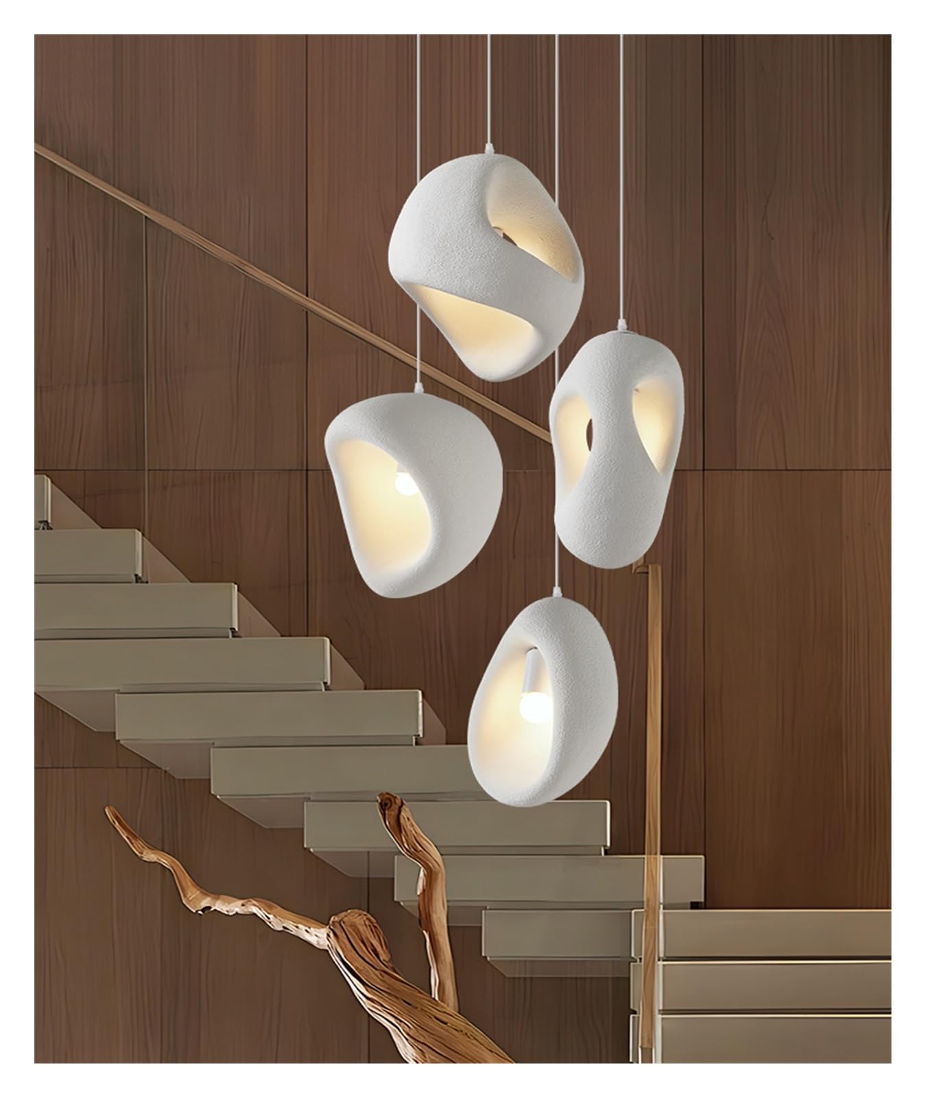 Lampadario per Scale in Stile Nordico, Semplice, Creativo, Duplex, per Decorazione Domestica, apparecchio di Illuminazione a LED (C - Grigio, modificabile)