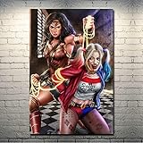  Puzzle 1000 piezas Wonder Woman VS Harley Quinn Hot Film Art Art Deco Pintura rompecabezas 1000 piezas Educativo Intelectual Descomprimiendo Juguete Rompecabezas Diversión Famil50x75cm(20x30inch)