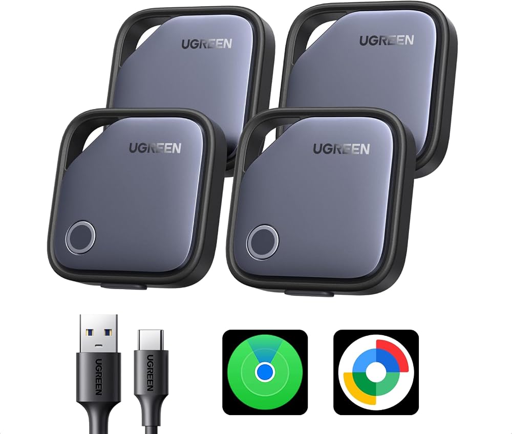 UGREEN Finder Duo Air Tracker Tags 4 Pack (iOS and Android)