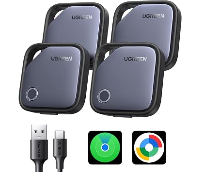 UGREEN FineTrack Duo (4 Pack) for iOS & Android, USB-C Rechargeable Tracker Compatible with Apple Find My and Google Find Hub, Keys Finder and Item Locator for Wallet, Backpack, Luggage and More: Amazon.co.uk: Electronics & Photo
