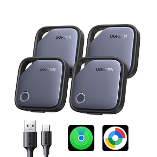 UGREEN Finder Duo (iOS and Android) Air Tracker Tags 4 Pack, Rechargeable Android Tracker Tags Bluetooth Key Finder Compatible with iOS and Android for Keys, Luggage and More - Amazon product rated Grade A