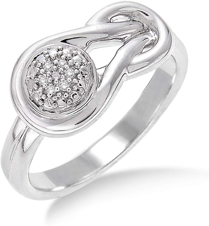 Evoque Sterling Silver and Diamond Infinity Ring (1/50 Cttw, J-K Color, I1-I2 Clarity), Longevity - Amazing Design for Fashionable Women for Women