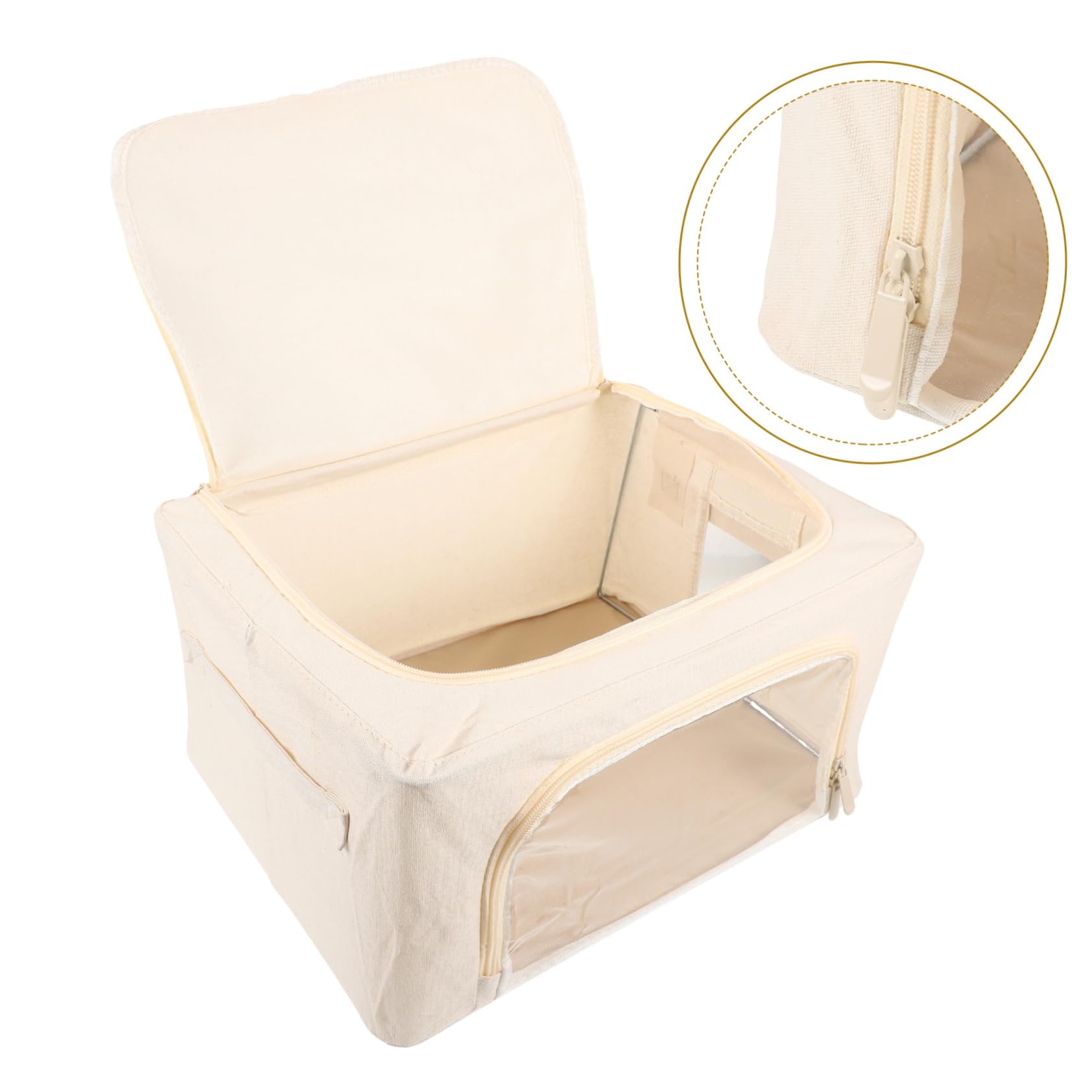 Borsa Portacoperte Pieghevole 22l in Poliestere-cotone Telaio in Acciaio | Beige, Grande Capacità, Traspirante e Robusta, per Coperte e Piumoni, Struttura Anti-deformazione