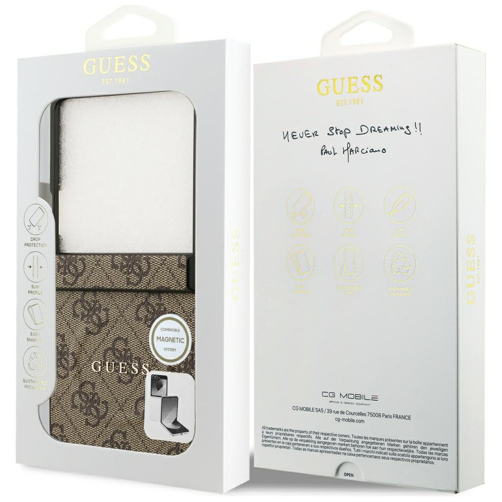 CG Mobile Guess 4G - Funda clásica Compatible con MagSafe para Samsung Galaxy Z Flip7 (marrón)