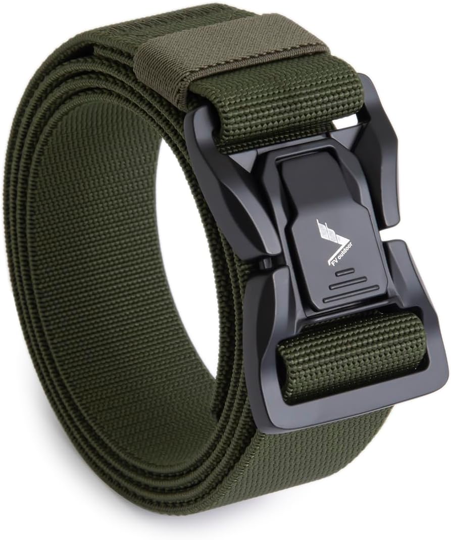 Fabio Valenti Men Belt,Tactical Belt,1.5 inch Stretch Nylon Golf Belt with Heavy Duty Seatbelt Buckle