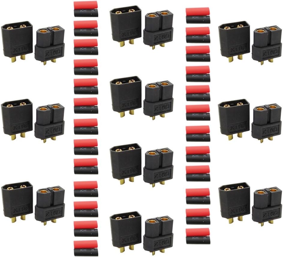EKFAY 10 Pairs Black XT60 Male Female Bullet Connectors Power Plugs for RC Lipo Battery Quadcopter Multicopter