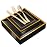 WDF 125Pieces Black Square Plastic Plates with Gold Rim Gold Disposable Silverware - include 25Pcs Dinner Plates,25Pcs Dessert Plates,25 Forks, 25 Knives, 25 Spoons for New Year