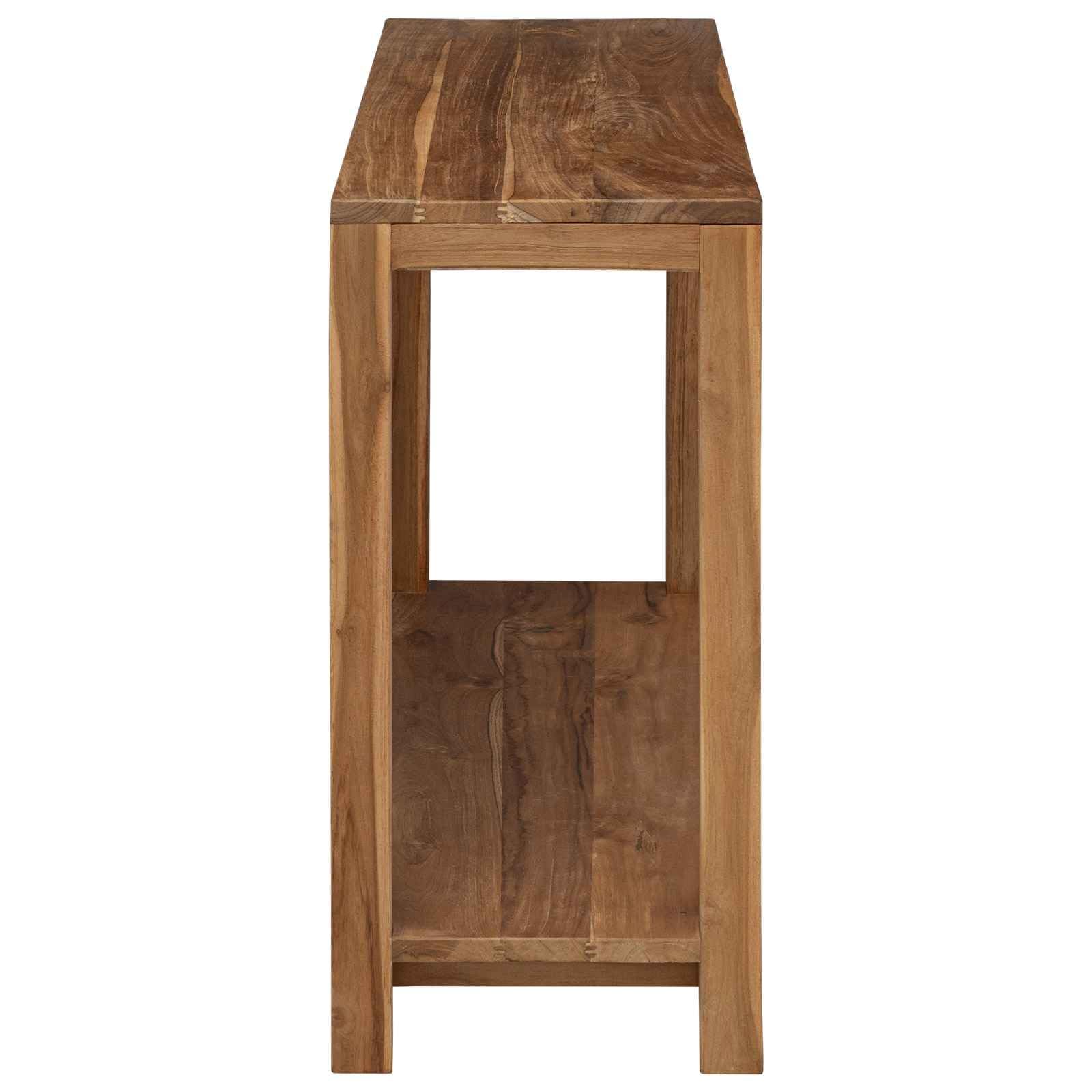 Tavolo consolle naturale, 110 x 35 x 75 cm, in legno massello di teak | Design rustico, molto spazio, facile da montare, facile da pulire con un panno umido