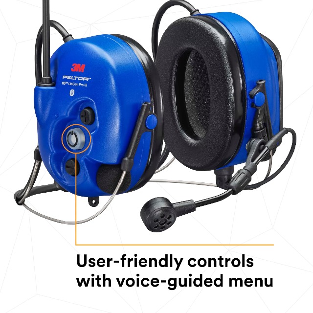 Image of 3M PELTOR WS LiteCom PRO III Headset, Intrinsically Safe, Hard Hat Attached, Professional Grade Durability, Wireless Two-Way Communication Radio, Bluetooth, Boom Microphone, Blue, MT73H7P3E4D10NA-50