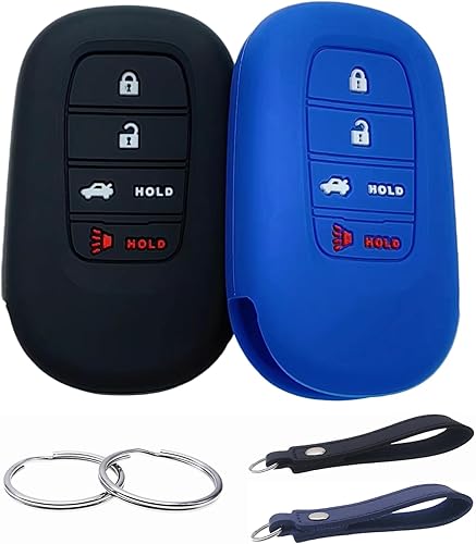 REPROTECTING Funda de goma de silicona para llavero compatible con Honda Accord Civic CR-V Sport SI EX EX-L Touring 2022 2023 2024 (negroazul, 4