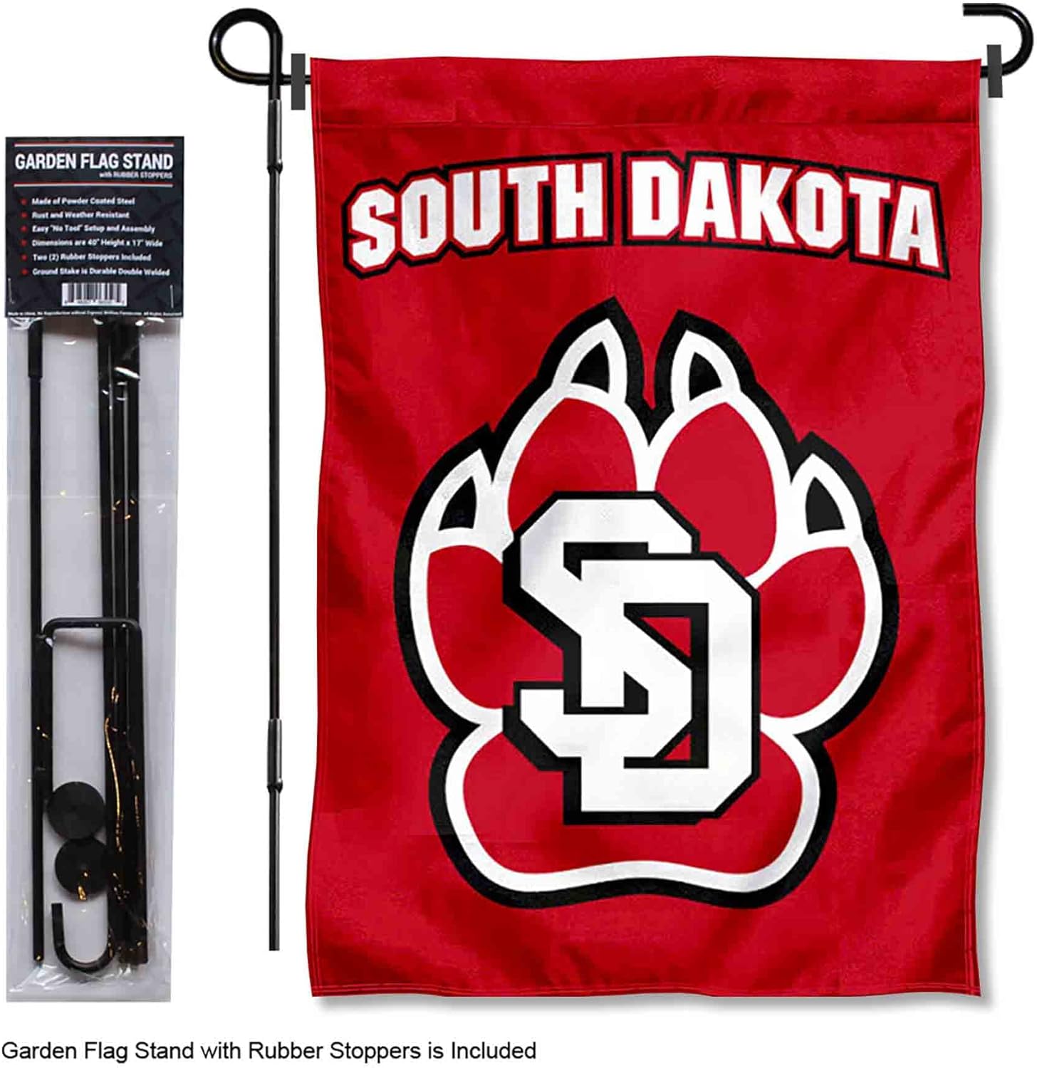 College Flags & Banners Co. South Dakota Coyotes Garden Flag with Pole Stand Holder - Image 2
