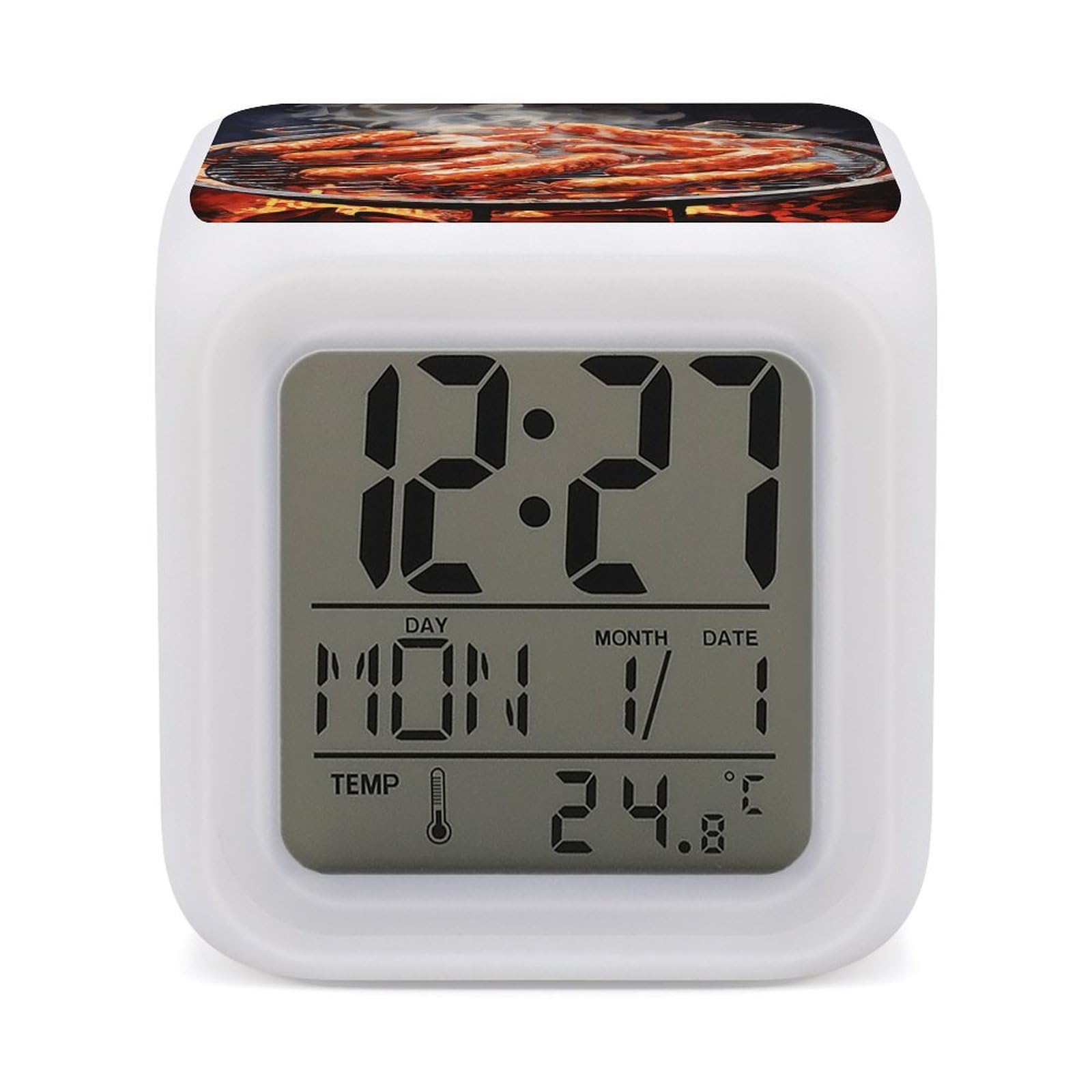 Horloges électroniques LED avec veilleuse 7 couleurs et thermomètre de nuit