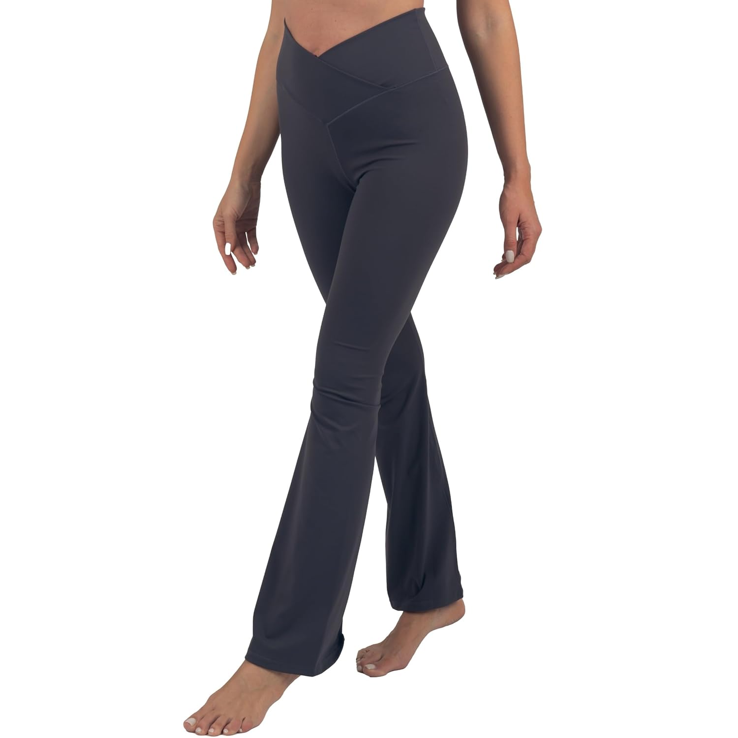Alpine Swiss Leila Womens Flare Leggings High Waisted Crossover V Waist Buttery Soft Tummy Control Yoga Pants Bootcut