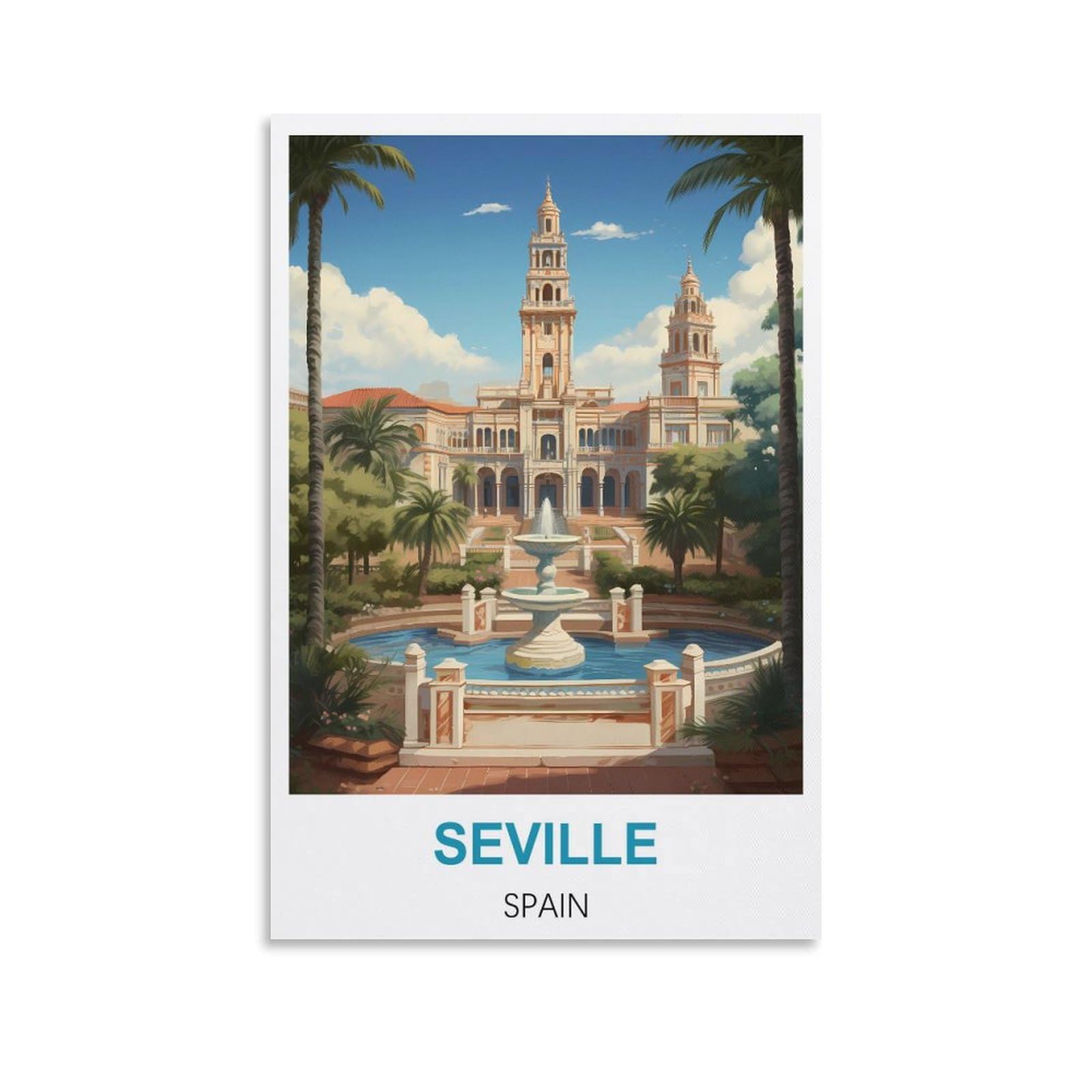 Metal Tin Sign Plaque Poster,Seville Spain,Travel Tin Signs Metal Poster Wall Decor Office Cafe Bathroom Badroom 15x30cm