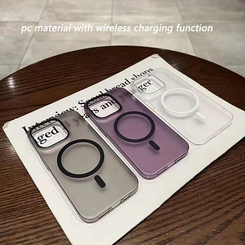 Image of DIZORO Matte Case for iPhone 14 Plus Compatible with MagSafe, Camera Lens Full Protection, Shockproof Translucent Frosted TPU Soft Phone Cover, Anti-Fingerprint (Pink)