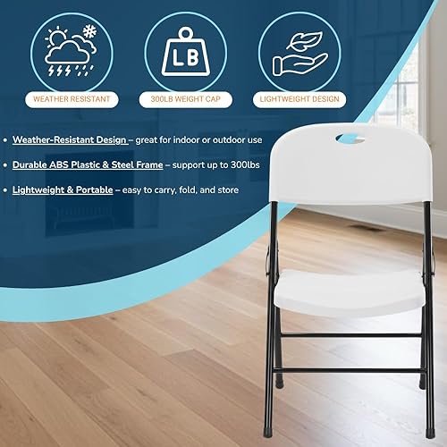 Miniatura 3 de EZONE (2 sillas plegables de plástico resistente para adultos, asientos portátiles al aire libre para bodas, eventos, fiestas, patio trasero, patio