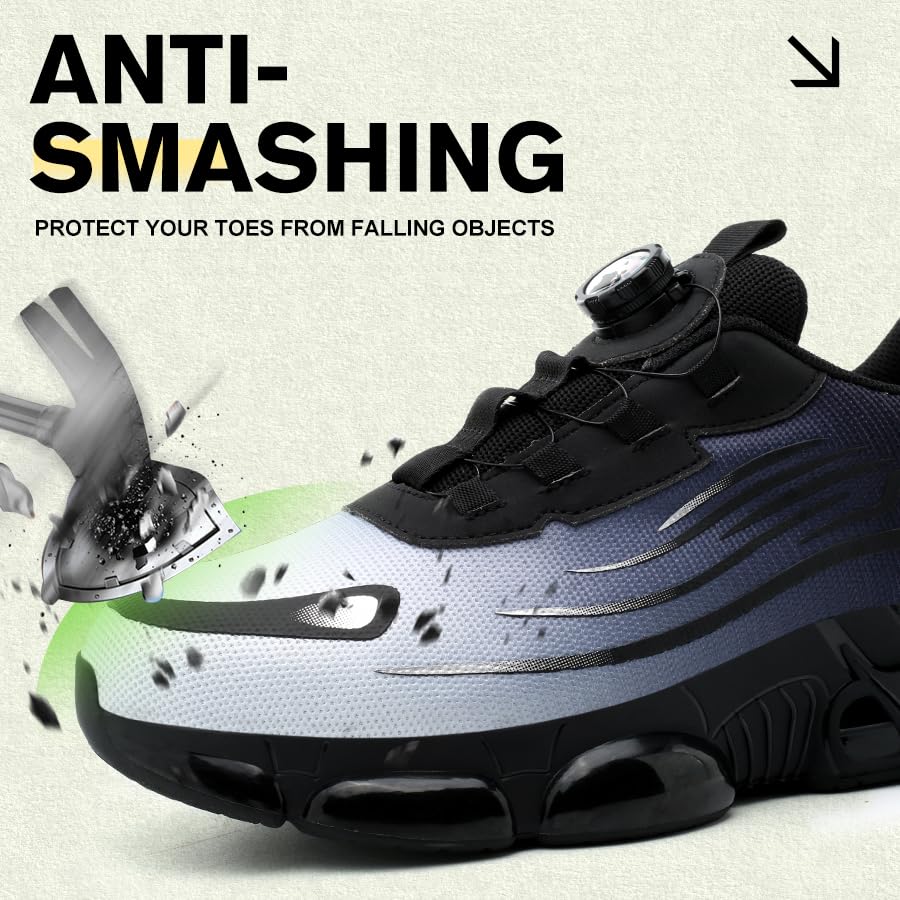 Image of Steel Toe Shoes for Men Women Safety Work Shoes Air Cushion Construction Industrial Shoes Safety Shoes Lightweight Steel Toe Sneakers for Men
