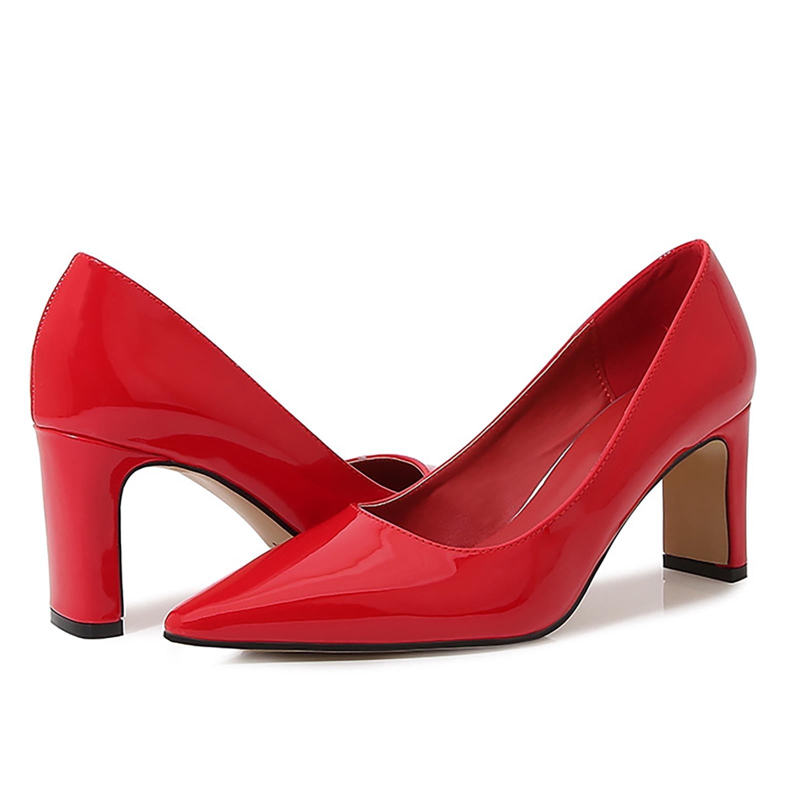 Absatzschuhe Damen Elegant Spitz Pumps Blockabsatz High Heels Slip On | Hohe Schuhe Geschlossene Zehen Party Schuhe, Modischer Leder Kleid Schuhe Bequem Abendschuhe Für Büroarbeit Party