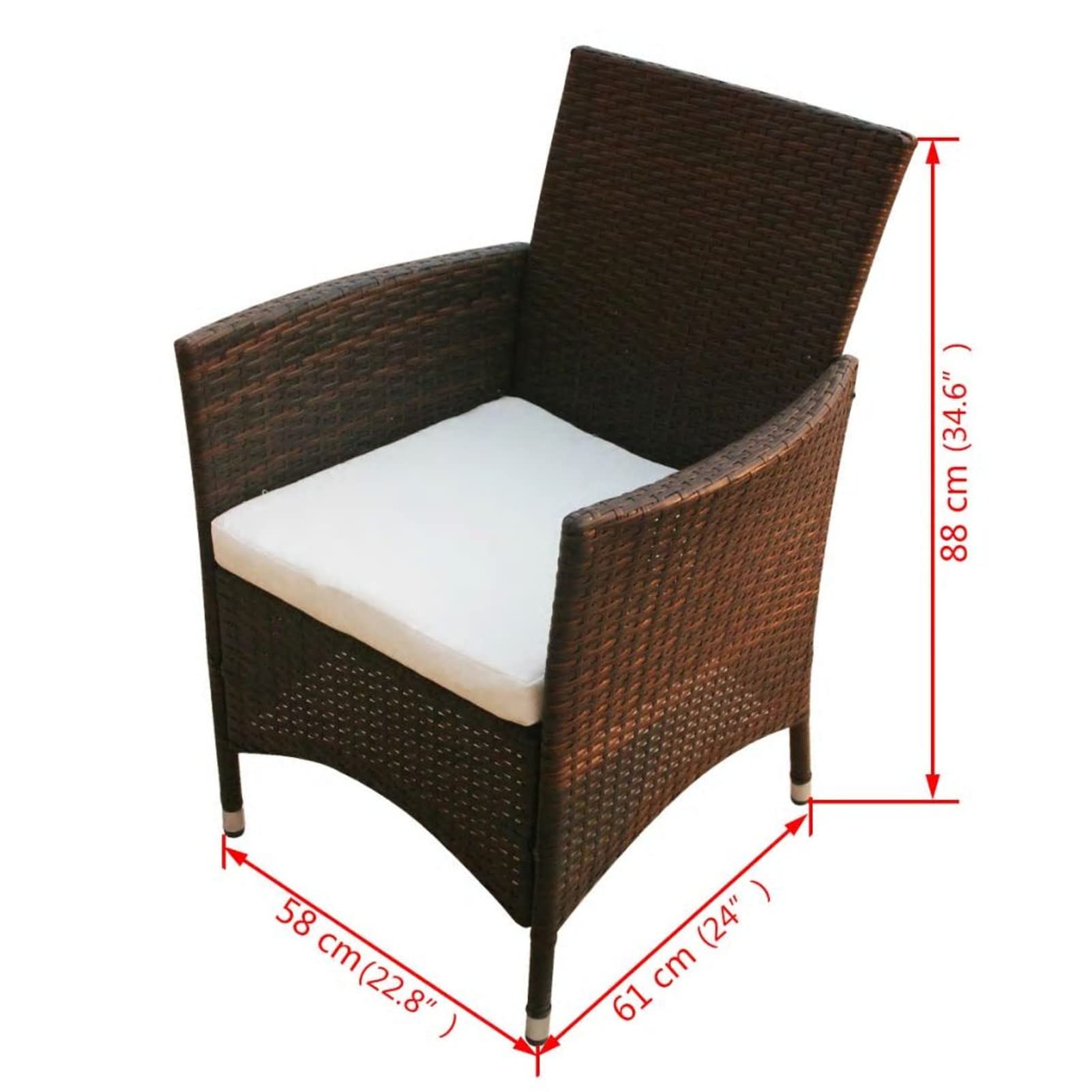 Set Comedor de jardín 9 Piezas y Cojines Mesa y sillas terraza Exterior Garden Furniture Muebles Jardin Conjunto Mesa y sillas Jardin ratán sintético marrón