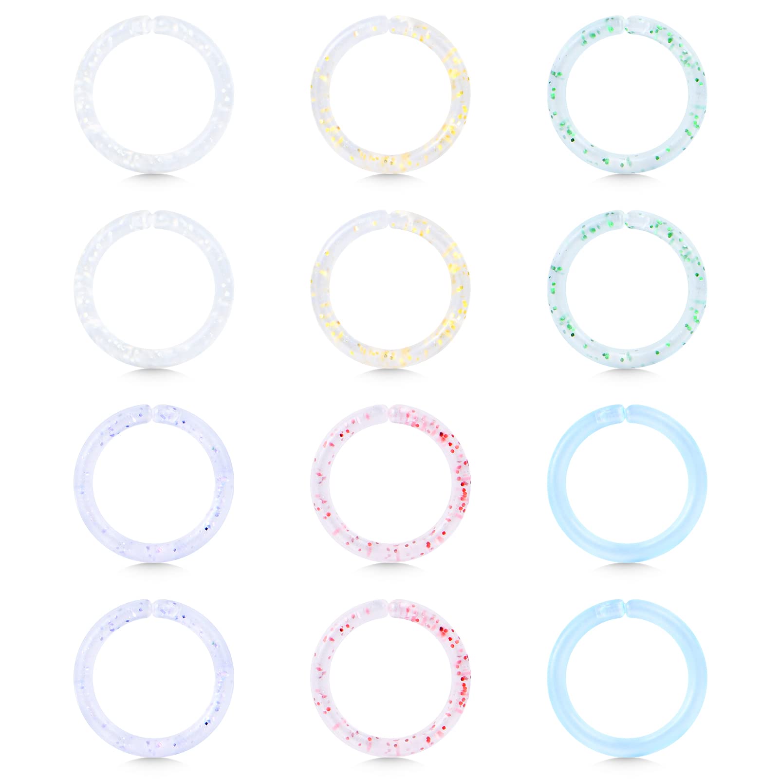 D.Bella 16g Plastic Septum Rings Nose Hoop Rings Retainer for Work Surgery Bioflex Cartilage Tragus Helix Lobe Earrings Flexible Lip Piercing Retainer