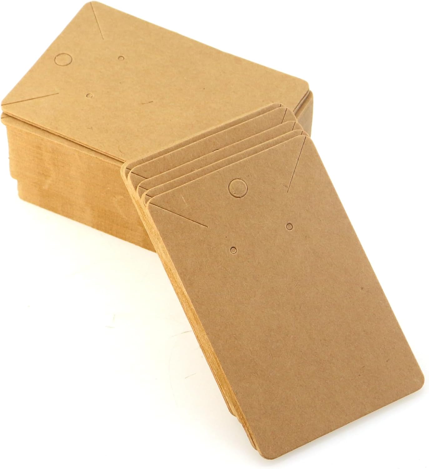Caishun 100PCS Earring Display Card Set Necklace Jewelry Holder Clips 6x9CM Kraft Paper Jewelry Tags with 2 Pre Cut Holes and 2 Slots
