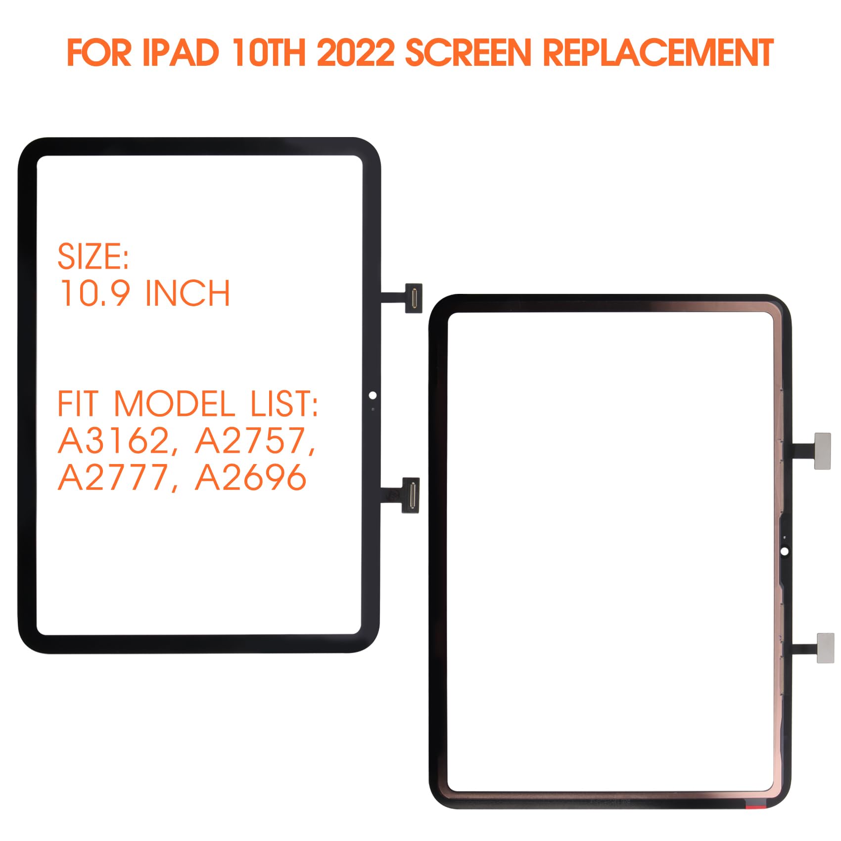 Pantalla táctil para iPad 10 2022 de 10,9 pulgadas de repuesto para iPad de 10ª generación A2696 A2757 A2777 digitalizador pantalla táctil juego de reparación de pantalla negra