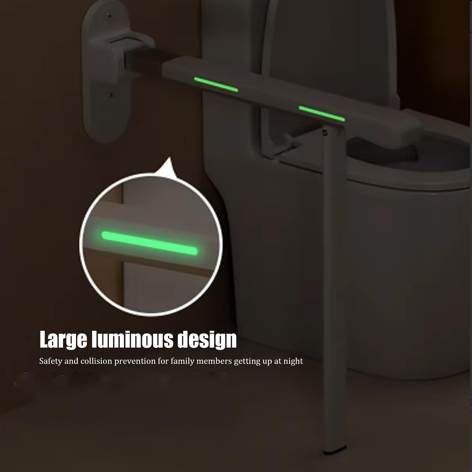 Barra Abatible Baño Minusvalido, Barra De Seguridad Para Baño Acero Inoxidable Rotación Vertical De 90 ° Con Función De Visión Nocturna,Soporta Hasta 200 Kg Para Ancianos Y Materna (Black)